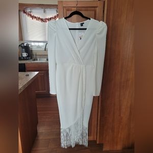 Shein XL Fringe Dress Ivory